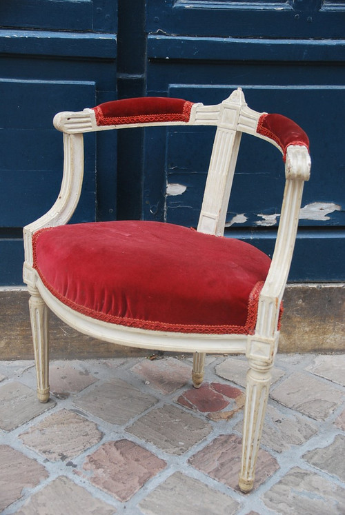 Charmant Petit Fauteuil d'Enfant époque Louis XVI, XVIIIe siècle