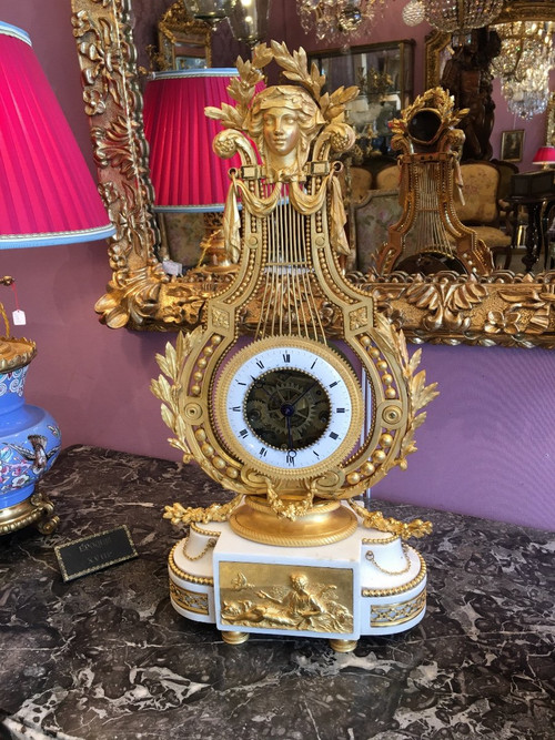 Pendule Lyre D’époque Louis XVI