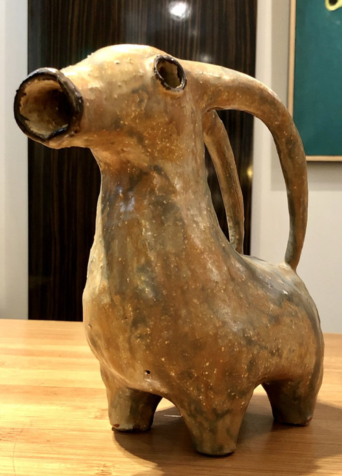 Early 20th Century, Ceramic Sculpture Ibex Spirit Aquamaniles from Iran.