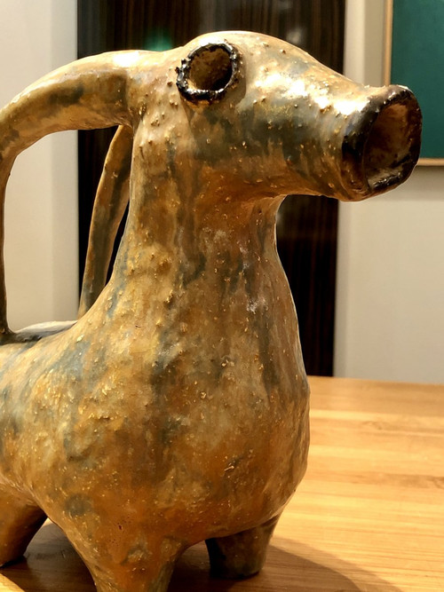 Early 20th Century, Ceramic Sculpture Ibex Spirit Aquamaniles from Iran.