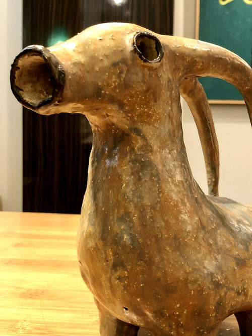 Early 20th Century, Ceramic Sculpture Ibex Spirit Aquamaniles from Iran.