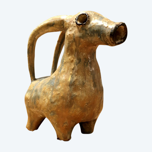 Early 20th Century, Ceramic Sculpture Ibex Spirit Aquamaniles from Iran.