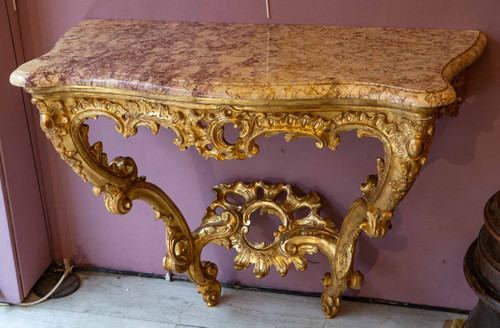 Console En Bois Doré D’époque Louis XV
