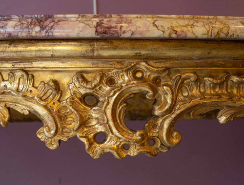 Console En Bois Doré D’époque Louis XV