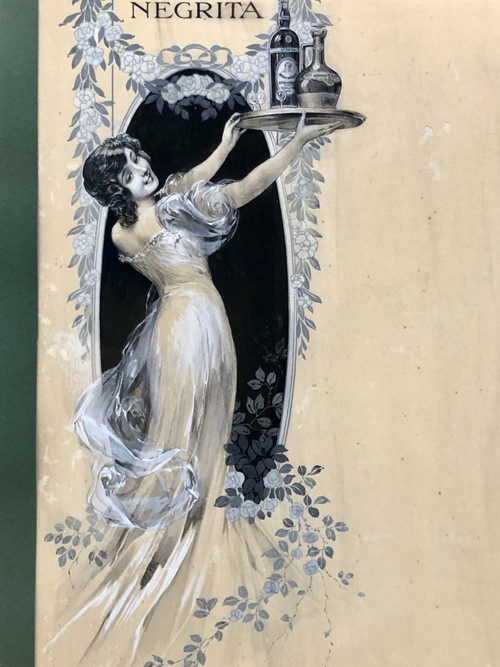 France Art Nouveau period, Original Drawing Menu Project Transatlantic liners.