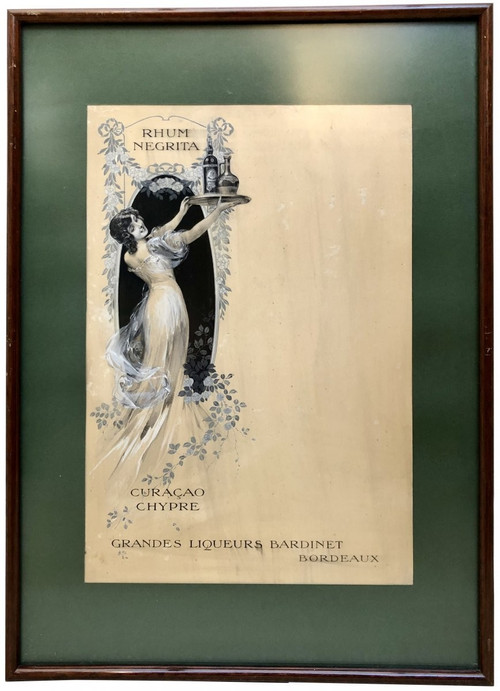 France Art Nouveau period, Original Drawing Menu Project Transatlantic liners.