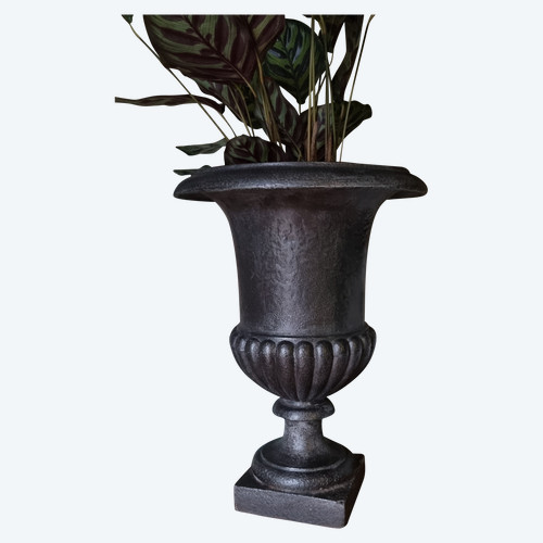 Medici Vase In Cast Iron From The 19th Century, Variant With Molded Neck.