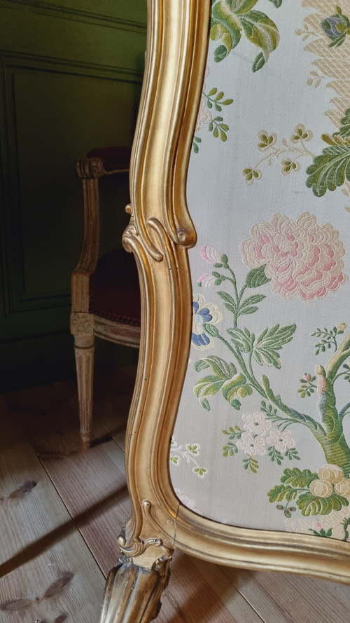 écran à Châssis Coulissant D’époque Louis XV En Bois Doré.
