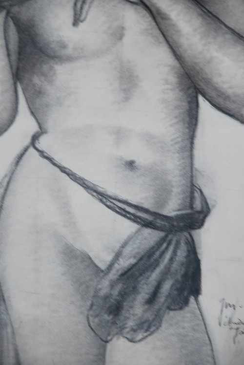 Charcoal representing Jadis Signed by Jean Avy