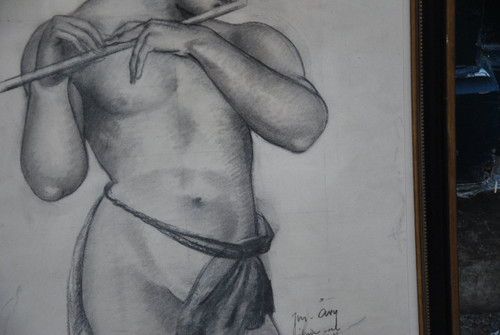 Charcoal representing Jadis Signed by Jean Avy