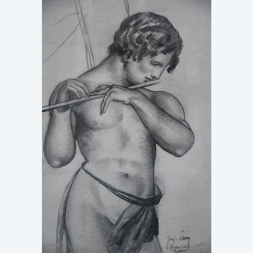 Charcoal representing Jadis Signed by Jean Avy