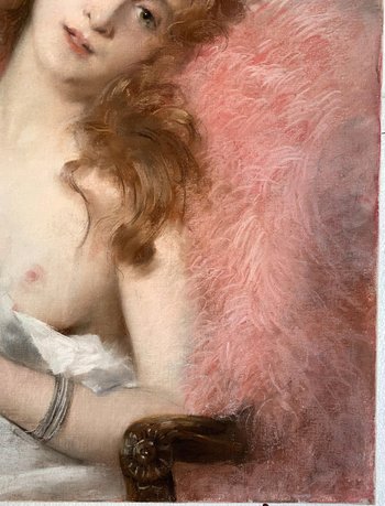 Pierre Carrier-Belleuse (1851-1932) - Young naked woman - Pastel on canvas signed