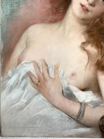 Pierre Carrier-Belleuse (1851-1932) - Young naked woman - Pastel on canvas signed