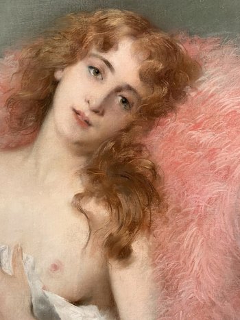 Pierre Carrier-Belleuse (1851-1932) - Young naked woman - Pastel on canvas signed
