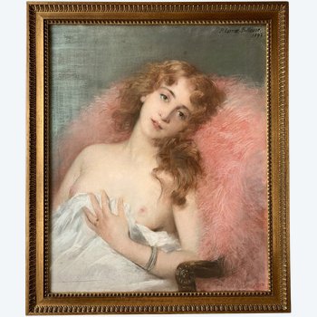 Pierre Carrier-Belleuse (1851-1932) - Young naked woman - Pastel on canvas signed