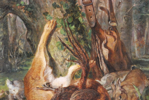 Nature Morte Aux Gibiers, Olio su tela del XIX secolo Firmato
