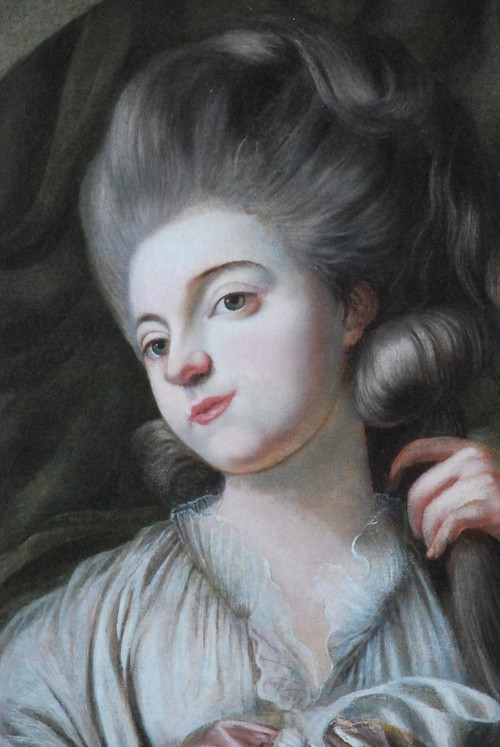 Öl Auf Leinwand Junge Frau bei ihrer Toilette Epoche Louis XVI; XVIII
