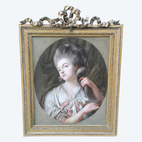 Öl Auf Leinwand Junge Frau bei ihrer Toilette Epoche Louis XVI; XVIII