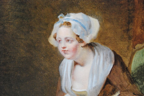 Charmant Huile Jeune Femme à Sa Lecture , Jean Baptiste Charpentier