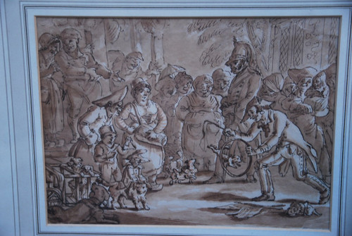 Charmant Dessin Au Lavis  l'Amuseur Public