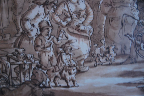 Charmant Dessin Au Lavis  l'Amuseur Public
