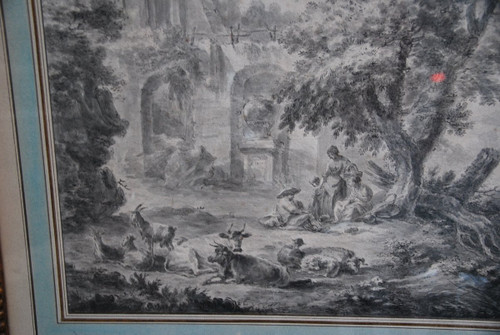 Grande Scena di Disegno di Rovine e Personaggi, Fine XVIII Secolo