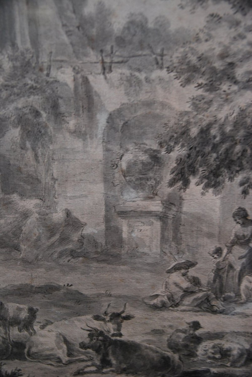 Grande Scena di Disegno di Rovine e Personaggi, Fine XVIII Secolo