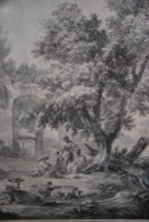 Grande Scena di Disegno di Rovine e Personaggi, Fine XVIII Secolo