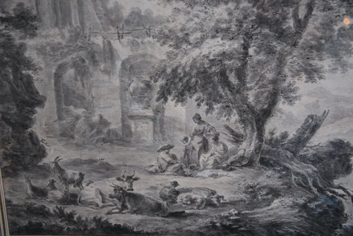 Grande Scena di Disegno di Rovine e Personaggi, Fine XVIII Secolo