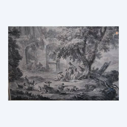 Grande Scena di Disegno di Rovine e Personaggi, Fine XVIII Secolo