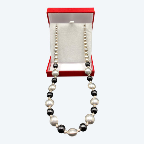 COLLANA IN ARGENTO MASSICCIO E VETRO
