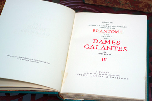 Curiosa : BRANTOME "VIE DES DAMES GALANTES" 3 volumes