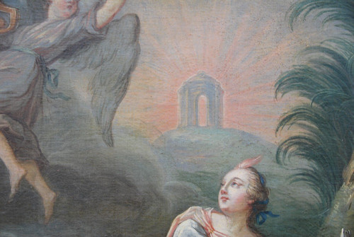 Großes Öl Auf Leinwand XVIII Allegorie Von Lamusique Van Loo