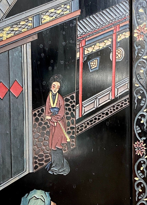 China, First Third of the 20th Century, Important Lacquer Triptych Screen.