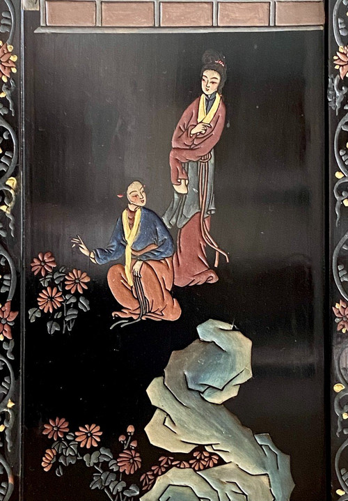 China, First Third of the 20th Century, Important Lacquer Triptych Screen.
