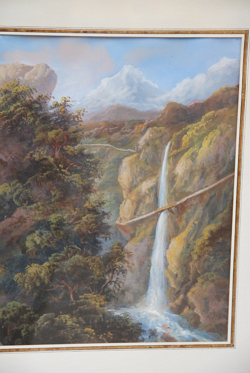 Paire De Gouaches : Vues Du Brésil Fin XIX