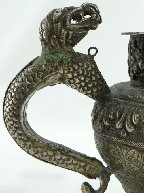 Tibet, Early 20th Century, Repoussé Silver Teapot.