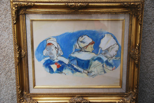 Disegno a pastello: Tre donne bretoni, dopo Paul Gauguin