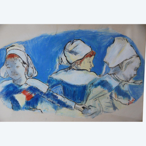 Disegno a pastello: Tre donne bretoni, dopo Paul Gauguin
