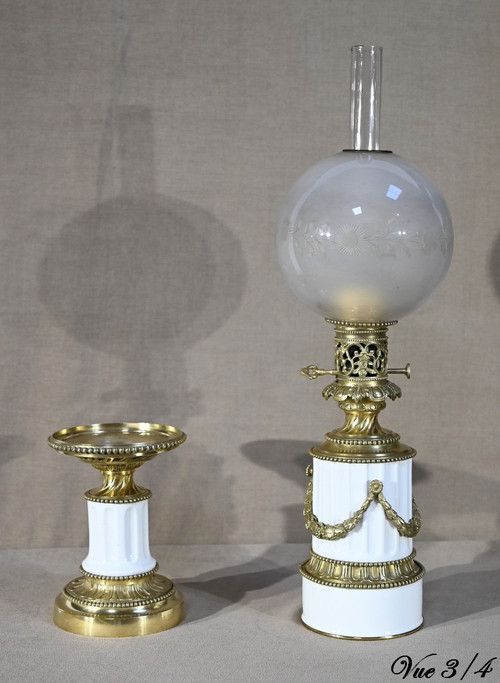 Lampe à Pétrole en Céramique, époque Napoléon III – Milieu XIXe