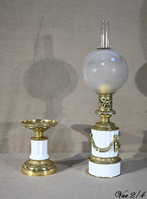 Lampe à Pétrole en Céramique, époque Napoléon III – Milieu XIXe