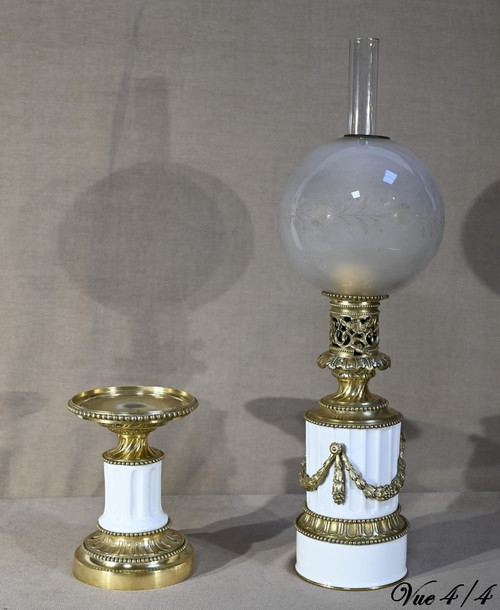 Lampe à Pétrole en Céramique, époque Napoléon III – Milieu XIXe