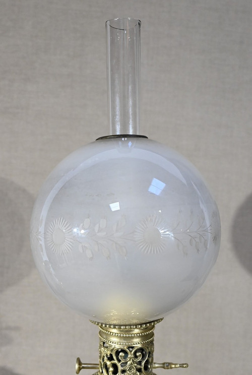 Lampe à Pétrole en Céramique, époque Napoléon III – Milieu XIXe