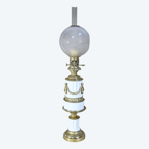 Lampe à Pétrole en Céramique, époque Napoléon III – Milieu XIXe