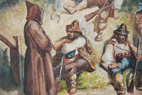 Acquerello Il resto dei Bandis italiani, attribuito ad Antoine Alphonse Montfort intorno al 1860