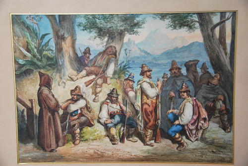 Acquerello Il resto dei Bandis italiani, attribuito ad Antoine Alphonse Montfort intorno al 1860
