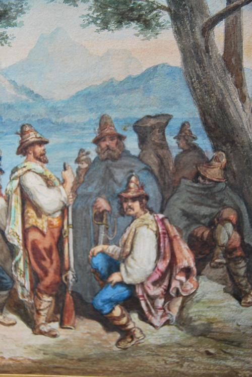 Acquerello Il resto dei Bandis italiani, attribuito ad Antoine Alphonse Montfort intorno al 1860