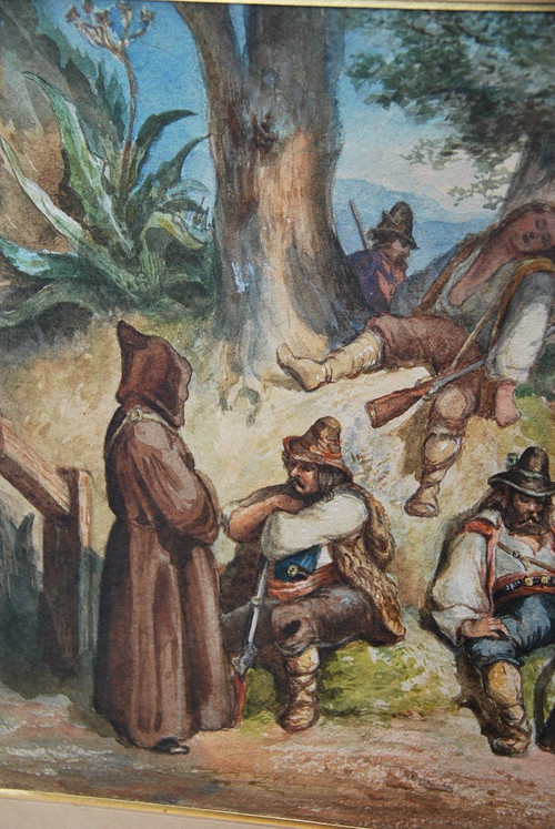 Acquerello Il resto dei Bandis italiani, attribuito ad Antoine Alphonse Montfort intorno al 1860