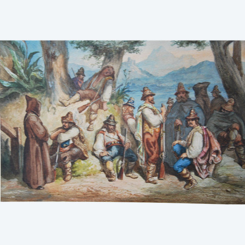 Acquerello Il resto dei Bandis italiani, attribuito ad Antoine Alphonse Montfort intorno al 1860