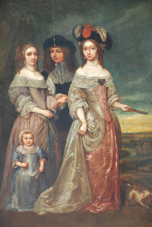 Bottega di ritratti di famiglia di Netscher del XVII secolo